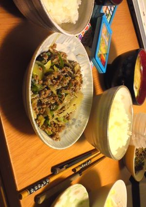 挽き肉と葉物の炒めもの-レシピのメイン写真