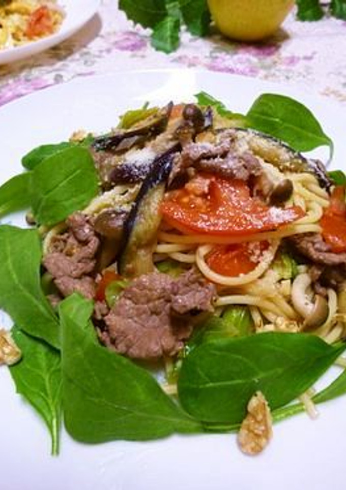 牛肉と茄子とトマトの和風パスタ-レシピのメイン写真
