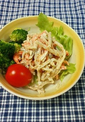 ポリ袋で混ぜるだけ！　乾燥ゴボウのサラダ-レシピのメイン写真