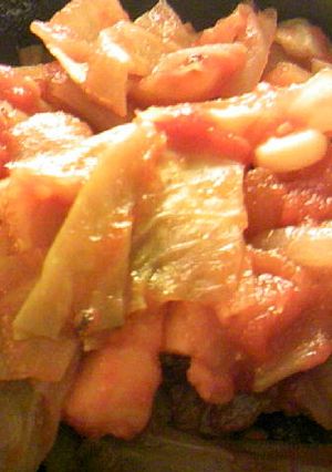 はんぺんコーンキャベツ玉葱のトマト煮-レシピのメイン写真