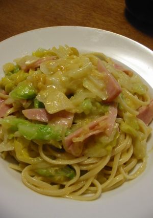 春キャベツのコーンクリームパスタ-レシピのメイン写真