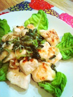 鶏胸肉のネギ塩焼き、野沢菜入り-レシピのメイン写真