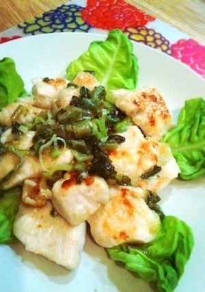 鶏胸肉のネギ塩焼き、野沢菜入り-レシピのメイン写真