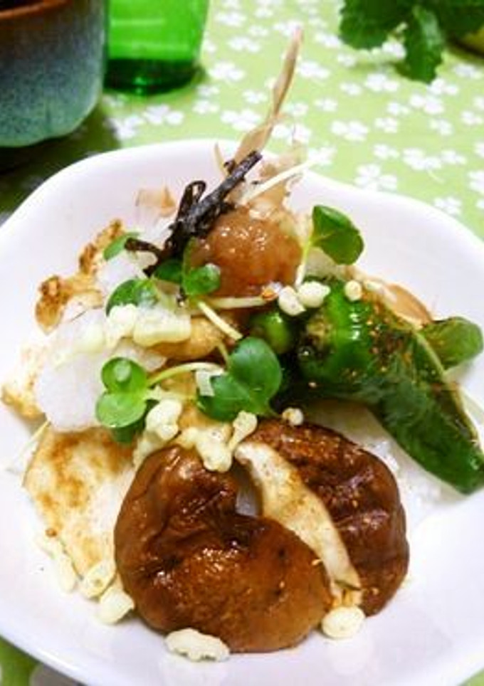 焼きしいたけと厚揚げのどんぶり-レシピのメイン写真