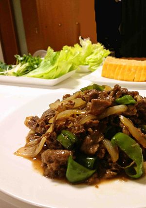 ご飯がススム♪牛肉ピーマン玉葱の甘辛炒め-レシピのメイン写真