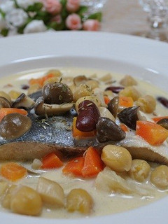 つばすときのことサラダ豆のクリーム煮-レシピのメイン写真
