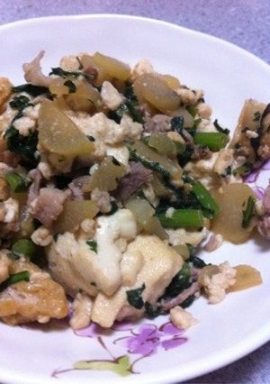 ウドと春菊のご飯が進む炒り豆腐-レシピのメイン写真