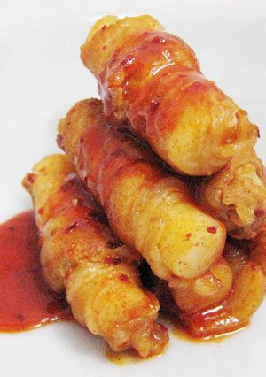 【辛口豚ばら肉巻き『トッポキ』】の作り方-レシピのメイン写真