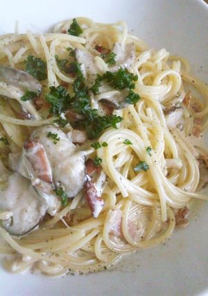ランチに♬簡単濃厚★きのこクリームパスタ-レシピのメイン写真