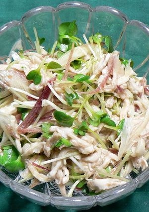 鶏むね肉と香味野菜の梅わさびソース和え-レシピのメイン写真