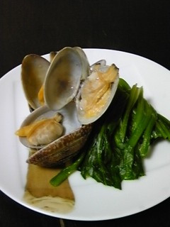 フライパンでアサリの酒蒸しとほうれん草煮-レシピのメイン写真