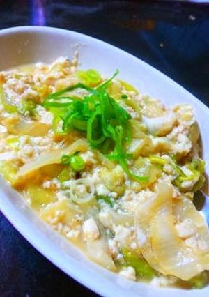 ネギとレタスの豆腐炒め-レシピのメイン写真