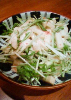 和えるだけ簡単！水菜と長芋サラダ-レシピのメイン写真