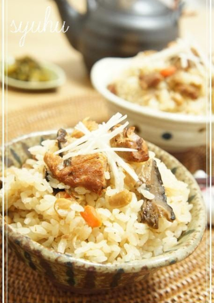 焼き鳥缶詰めと五目豆の鶏五目炊き込み御飯-レシピのメイン写真