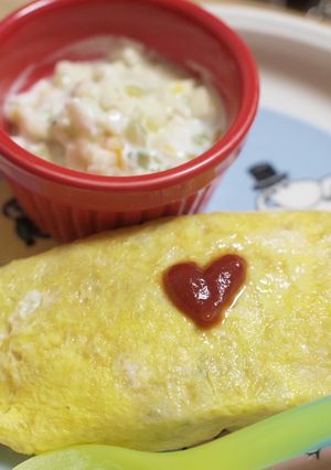 離乳食後期★お粥チキンライスでオムライス-レシピのメイン写真
