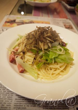 春キャベツとゴボウのペペロンチーノ-レシピのメイン写真