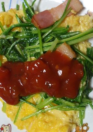 シャキシャキ水菜の卵焼きサルサソースで☆-レシピのメイン写真