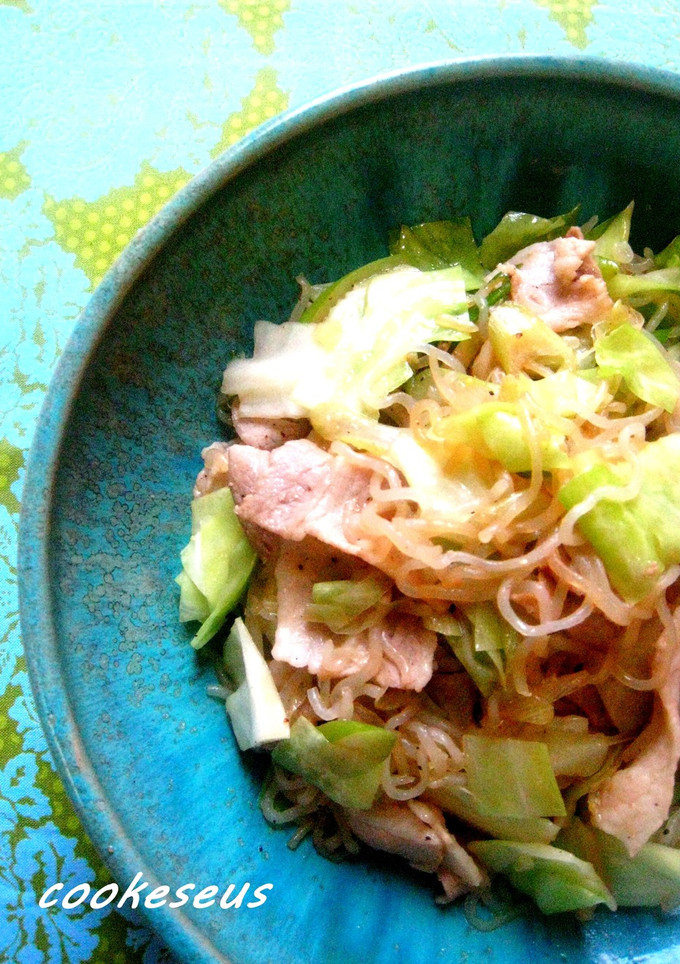 豚肉とキャベツと白滝の炒め物-レシピのメイン写真