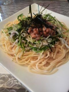 水菜としらすの納豆パスタ-レシピのメイン写真