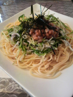 水菜としらすの納豆パスタ-レシピのメイン写真