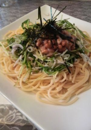 水菜としらすの納豆パスタ-レシピのメイン写真