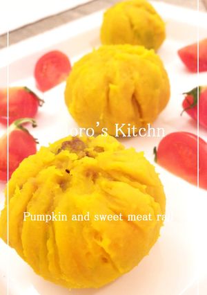 そぼろ入り♡かぼちゃの手毬茶巾-レシピのメイン写真
