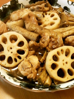 根菜と鶏肉のねぎ黒酢味噌煮-レシピのメイン写真