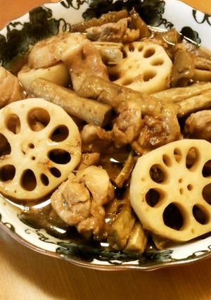 根菜と鶏肉のねぎ黒酢味噌煮-レシピのメイン写真