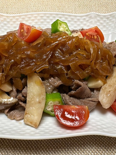牛肉と長芋炒め(さっぱり玉葱ソース)-レシピのメイン写真
