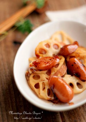 お弁当にも♪蓮根とウインナーの甘酢炒め-レシピのメイン写真