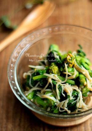 菜の花とエノキの麺つゆ和え♪お弁当にも-レシピのメイン写真