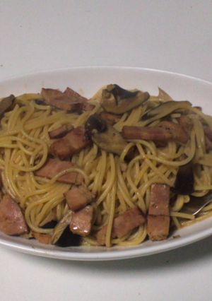 中華風ベーコンと黒あわび茸のパスタ-レシピのメイン写真