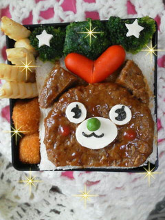 ハンバーグDEわんちゃんサンド♪キャラ弁-レシピのメイン写真