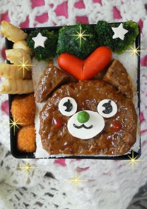 ハンバーグDEわんちゃんサンド♪キャラ弁-レシピのメイン写真