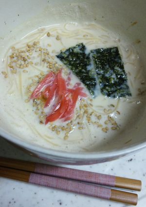 レンジで3分☆ヘルシーとんこつラーメン風-レシピのメイン写真