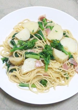 菜の花と新じゃがのガリバタ醤油パスタ-レシピのメイン写真