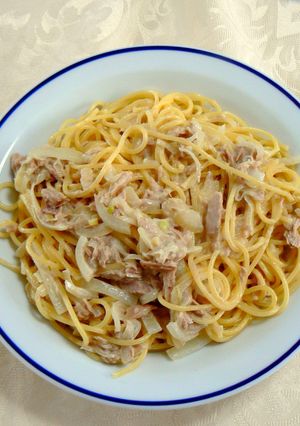 ツナとタマネギのマヨパスタ-レシピのメイン写真