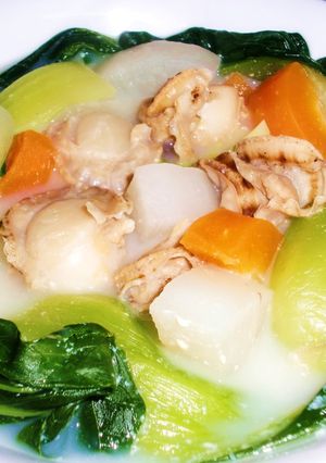 ベビーホタテの豆乳中華風スープ-レシピのメイン写真