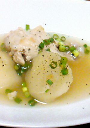 ｼﾞｬｶﾞｲﾓと鶏のｽｰﾌﾟ煮♪-レシピのメイン写真
