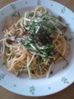 しめじと水菜のシンプル和パスタ-レシピのメイン写真