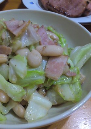 キャベツと白いんげん豆の炒め物-レシピのメイン写真