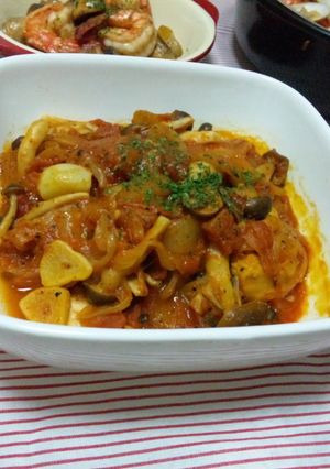 鶏肉とキノコのスペイン風トマト煮込み-レシピのメイン写真