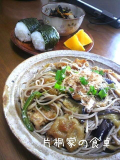 茄子と蓮根と豚の揚げ浸し蕎麦-レシピのメイン写真