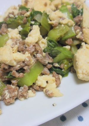 簡単！✿チンゲン菜と豆腐、お肉の炒め物✿-レシピのメイン写真