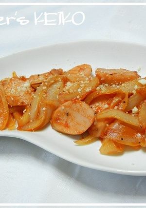 玉ねぎと魚肉ソーセージのケチャップ炒め-レシピのメイン写真