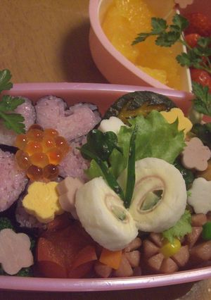♪お花とちょうちょうの弁当♪-レシピのメイン写真