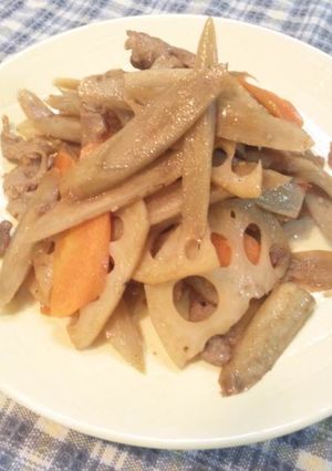 ごぼうとレンコンの炒め煮-レシピのメイン写真