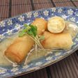 春巻の皮で、揚げ出し豆腐風。