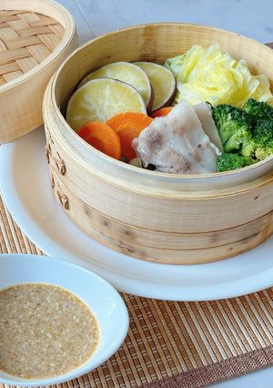 せいろ野菜むし~濃厚ごまだれ~-レシピのメイン写真
