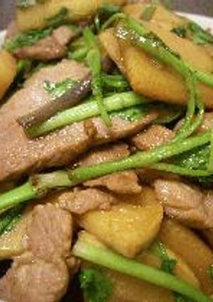 筍と芹、豚肉のガーリック醤油炒め-レシピのメイン写真